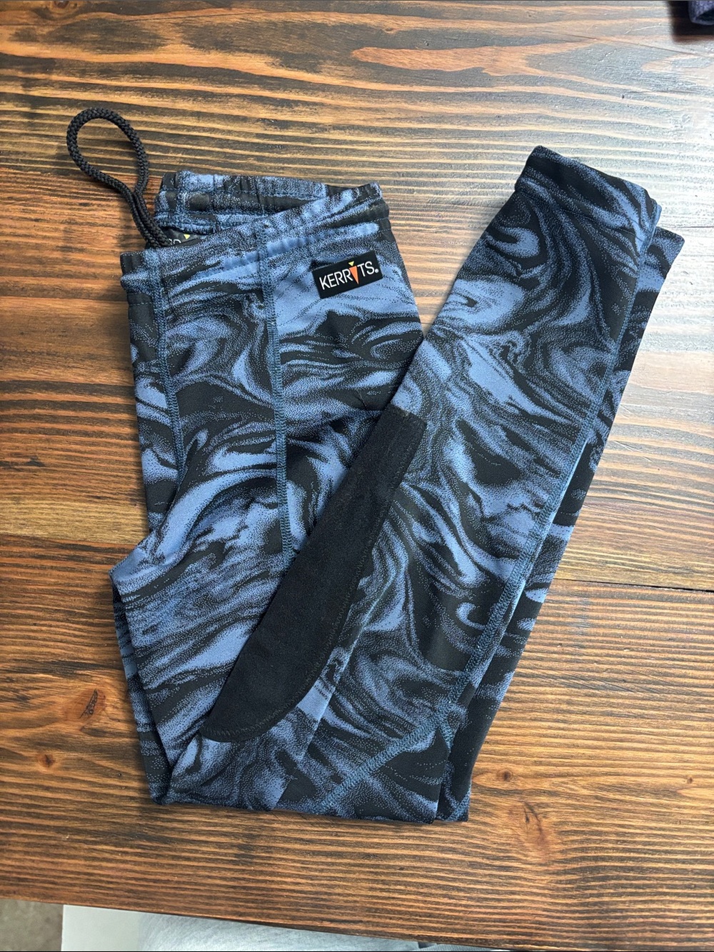 Kerrits Marble-Pattern Riding Tights in Blue and Black